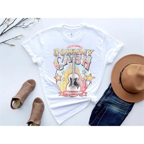 Johnny Cash Country Music Graphic T-Shirt Nashville Style Western Tee 159 - Picture 1 of 5